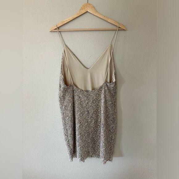 Zara Lace Strappy Tank Slip Open Back Mini Dress Grey Beige Size M - Picture 9 of 10